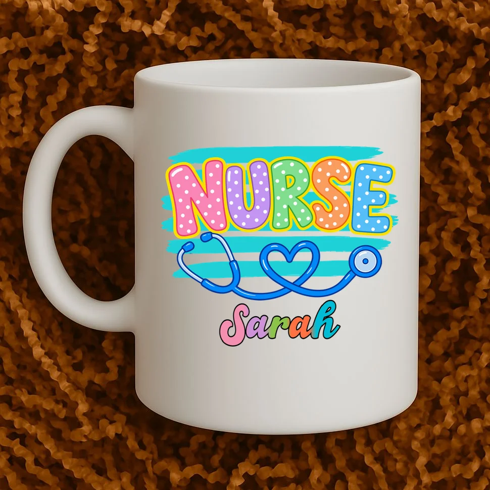Nurse – Personalized Stethoscope Heart Design Mug - Front 1