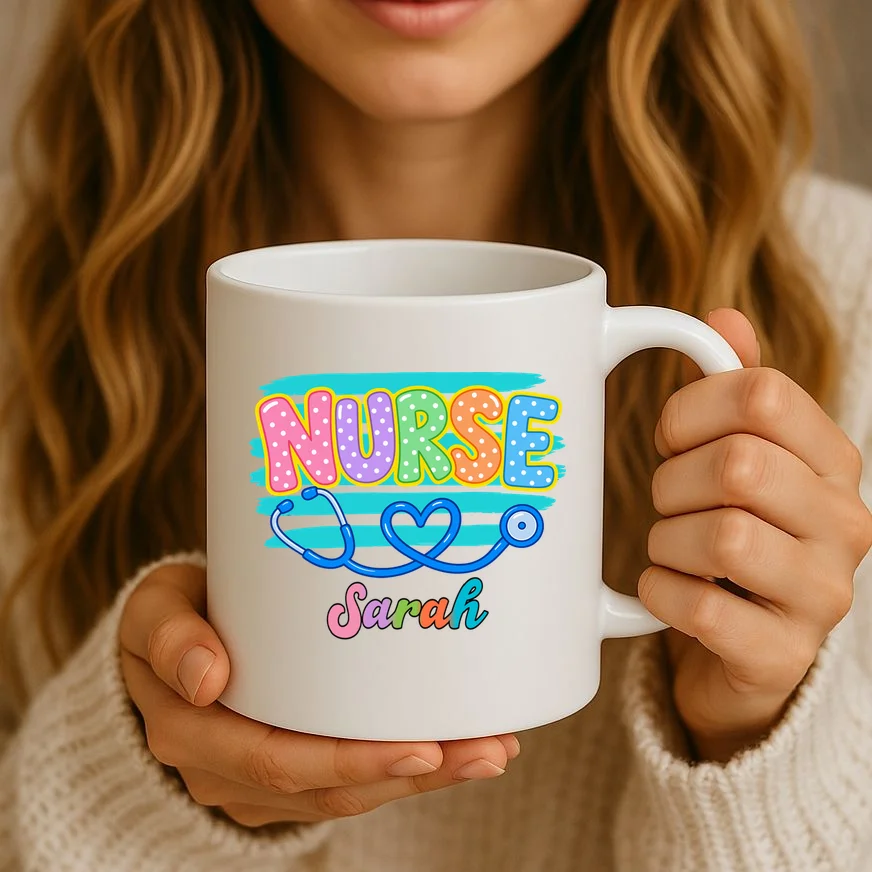 Nurse – Personalized Stethoscope Heart Design Mug - Front 2