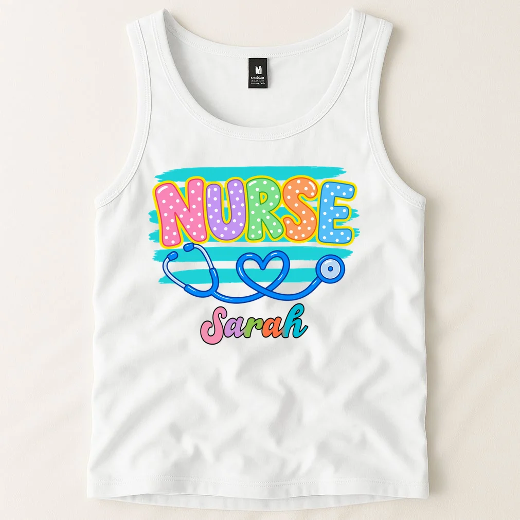 Nurse – Personalized Stethoscope Heart Design Men's Tank Top - Front 1