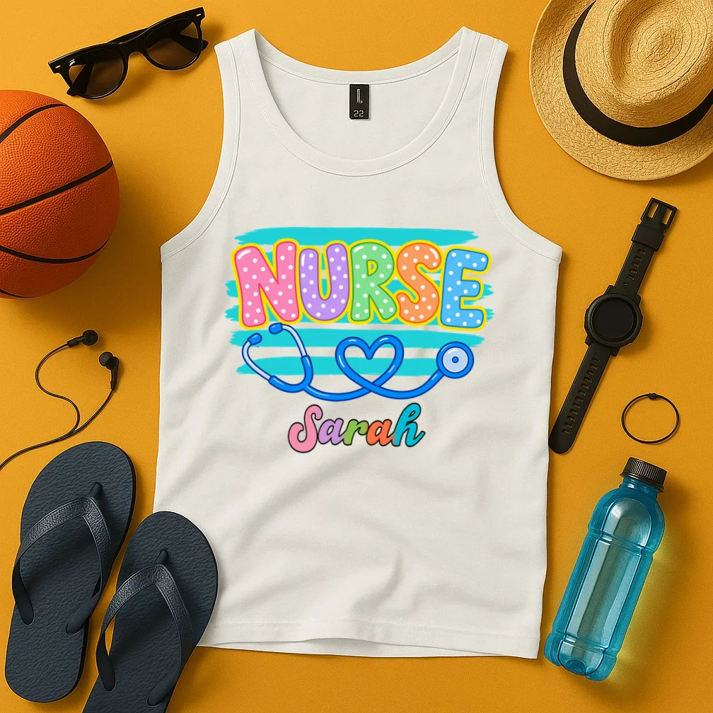 Nurse – Personalized Stethoscope Heart Design Men's Tank Top - Front 3