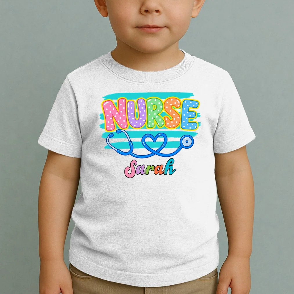 Nurse – Personalized Stethoscope Heart Design Toddler T-Shirt - Front 1