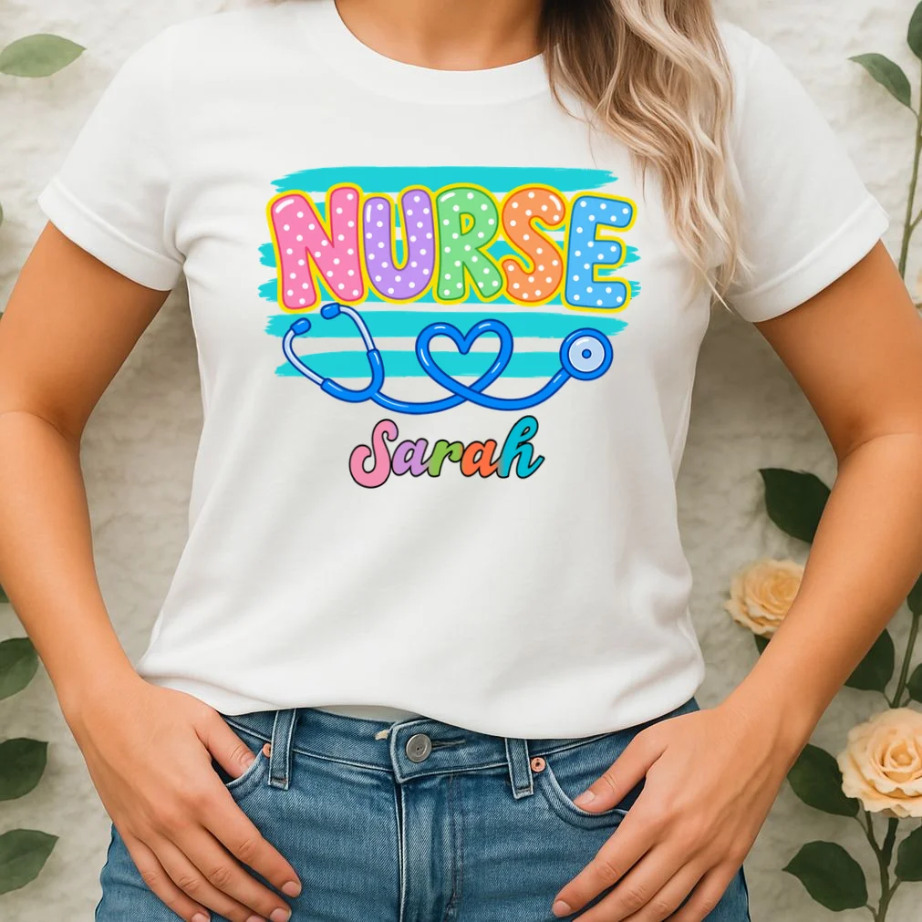 Nurse – Personalized Stethoscope Heart Design Women's T-Shirt - Front 1