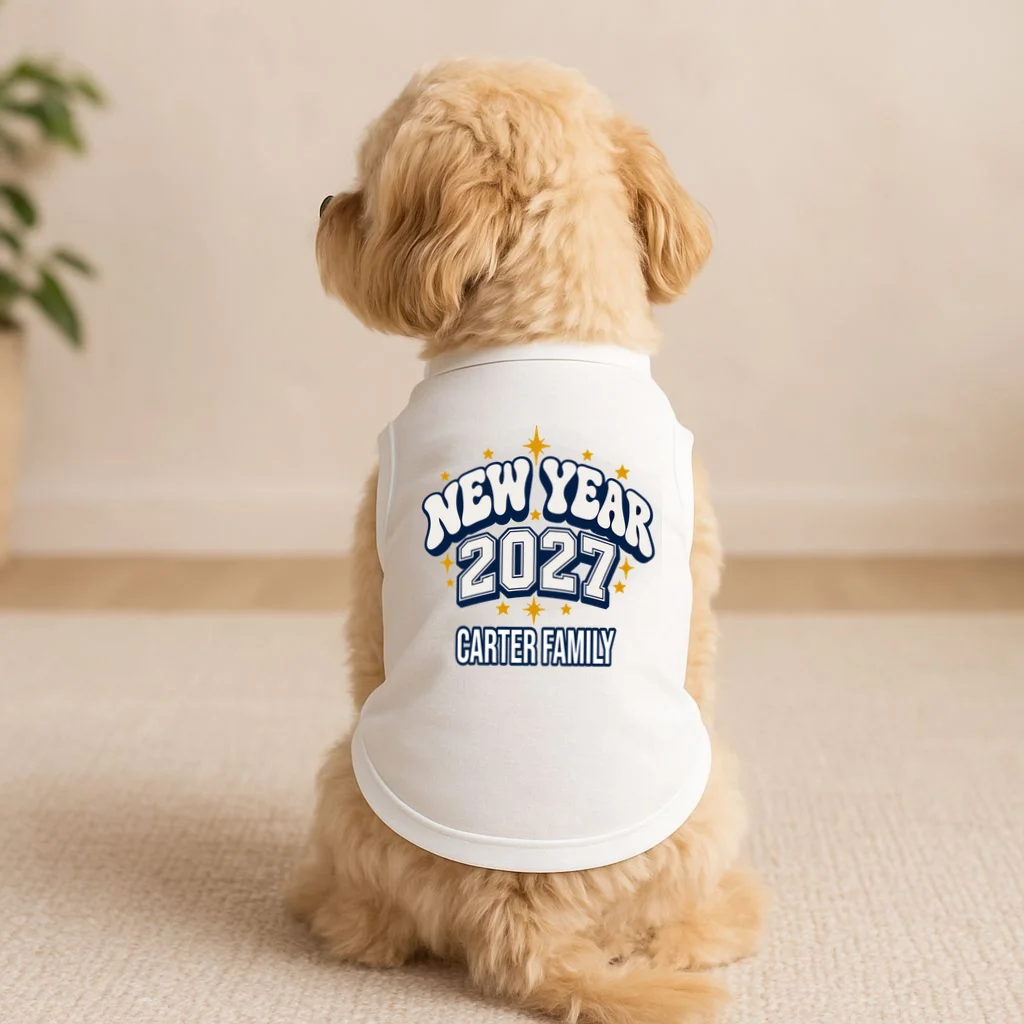 New Year 2027 Family Matching Shirt Design Doggie Tank - Front 1