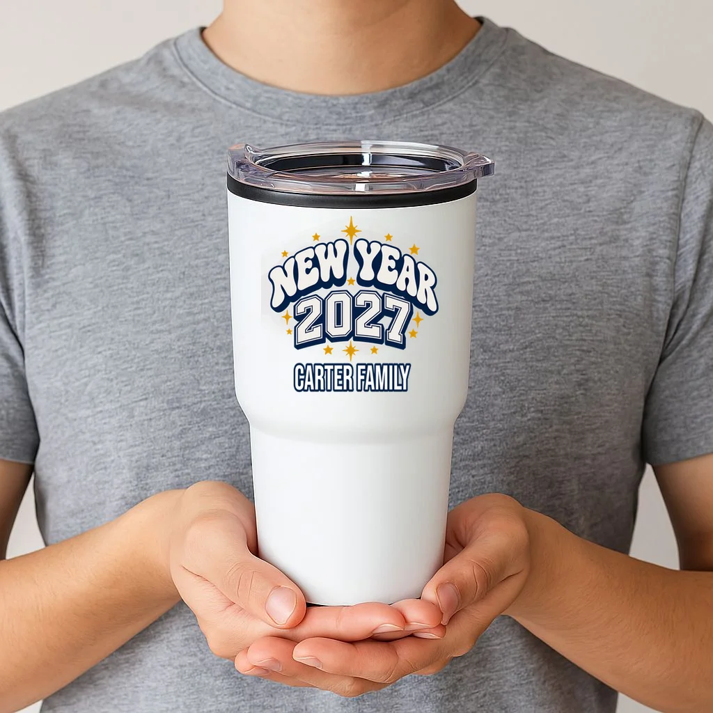 New Year 2027 Family Matching Shirt Design 20oz Tumbler - Front 1
