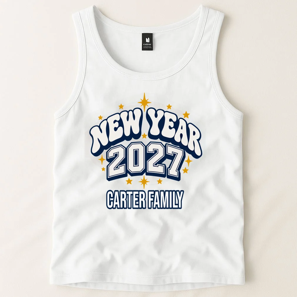 New Year 2027 Family Matching Shirt Design Men's Tank Top - Front 1