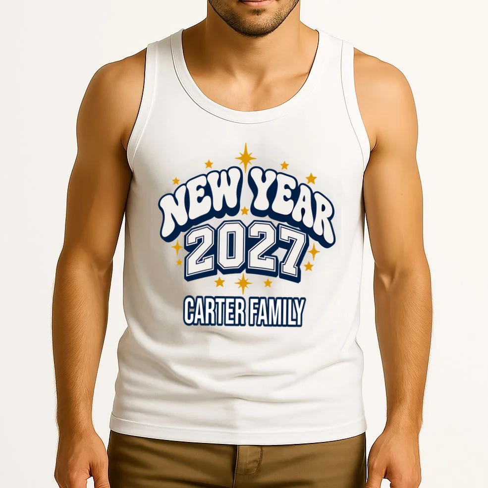 New Year 2027 Family Matching Shirt Design Men's Tank Top - Front 2