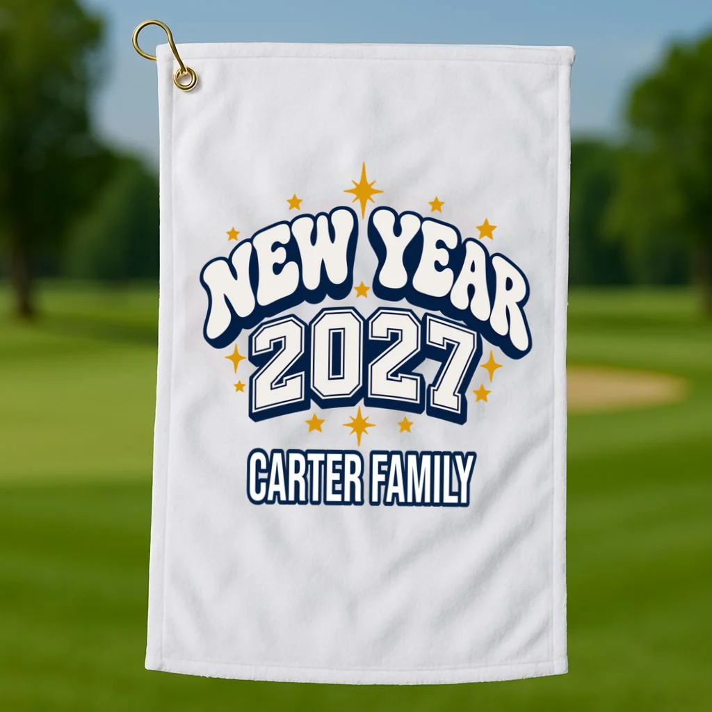 New Year 2027 Family Matching Shirt Design Golf Towel - Front 1