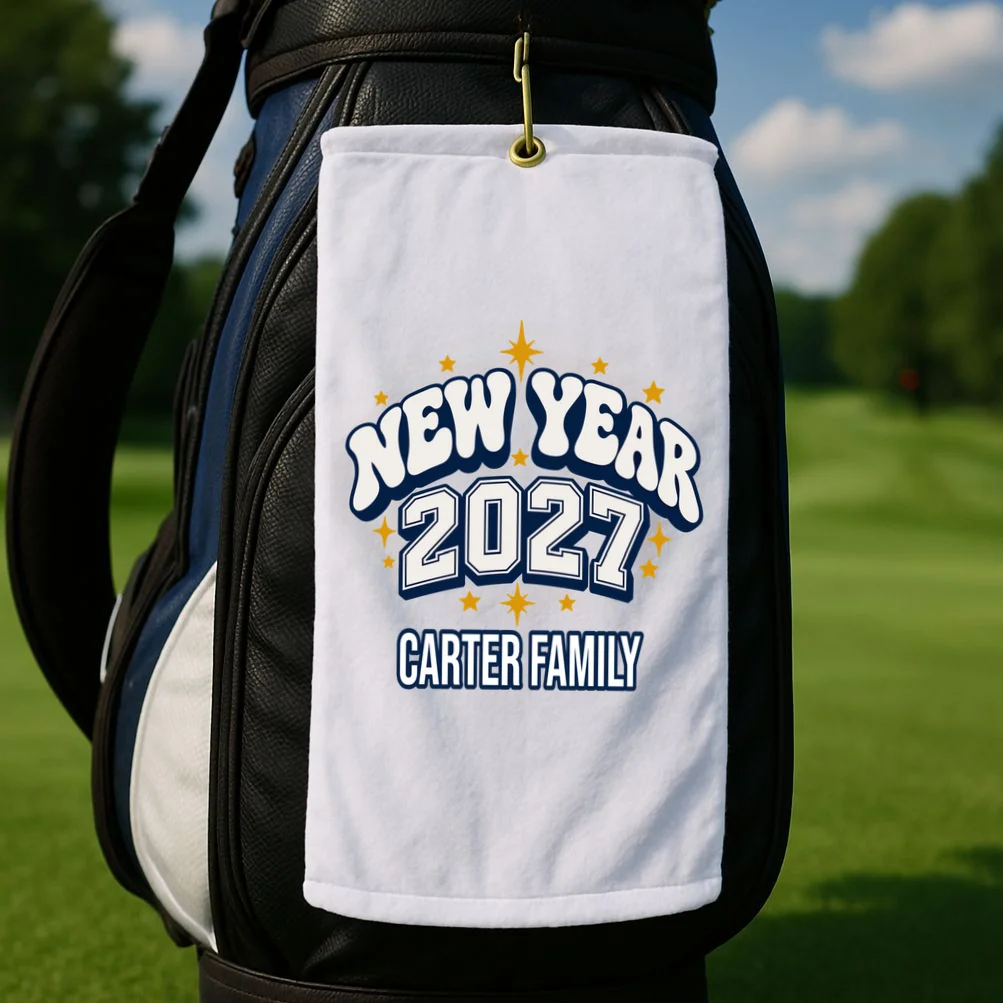 New Year 2027 Family Matching Shirt Design Golf Towel - Front 2
