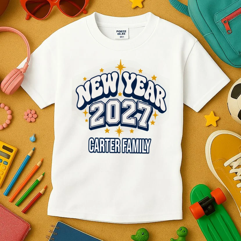 New Year 2027 Family Matching Shirt Design Kids T-Shirt - Front 2