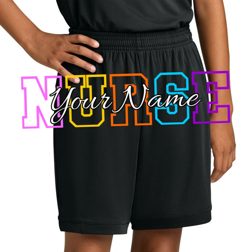 NURSE Your Name Personalized Nurse Custom Name Registered Nurse RN Gift Kids Shorts - Front 1