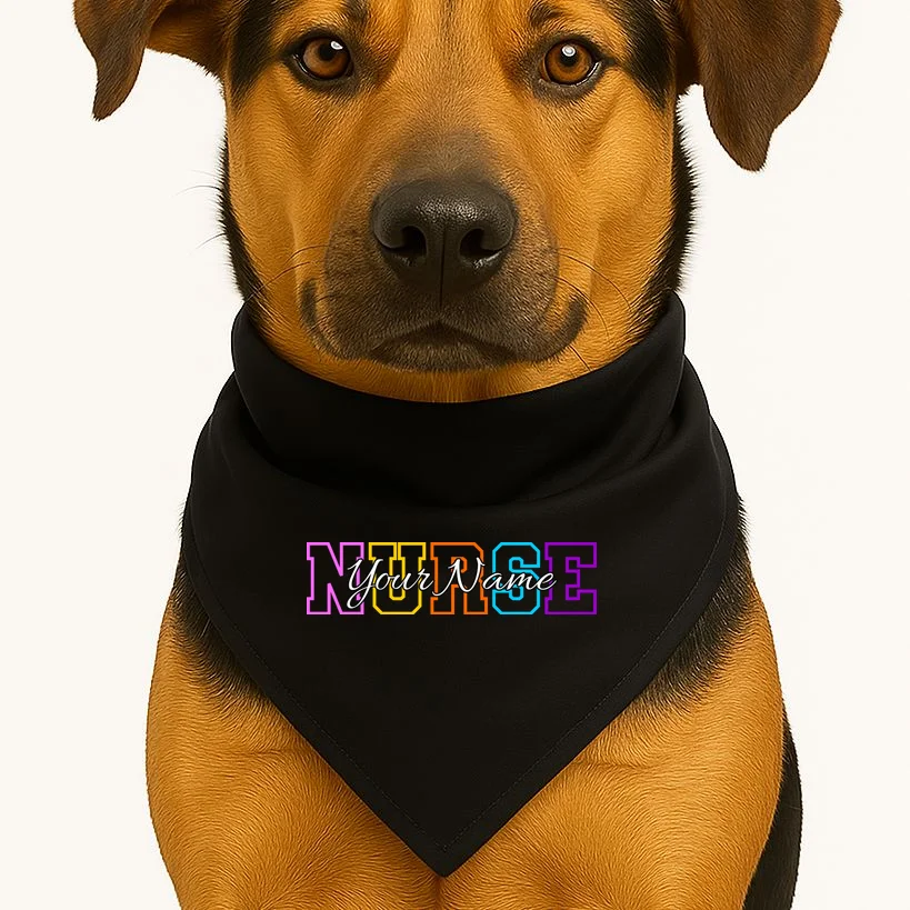 NURSE Your Name Personalized Nurse Custom Name Registered Nurse RN Gift Dog Bandana - Front 1