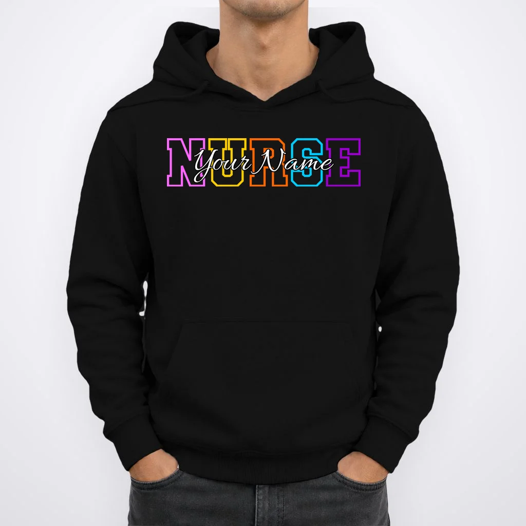 NURSE Your Name Personalized Nurse Custom Name Registered Nurse RN Gift Hoodie - Front 1