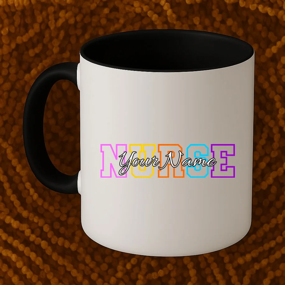NURSE Your Name Personalized Nurse Custom Name Registered Nurse RN Gift Coffee Mug - Front 1