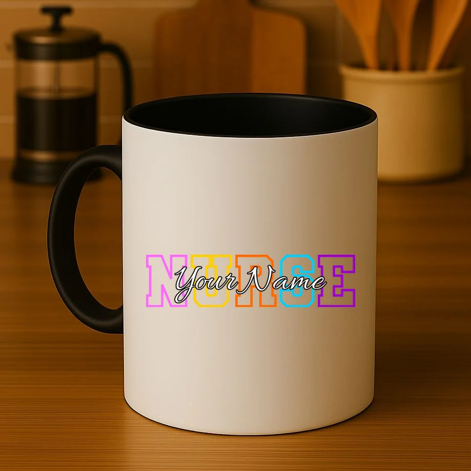 NURSE Your Name Personalized Nurse Custom Name Registered Nurse RN Gift Coffee Mug - Front 3