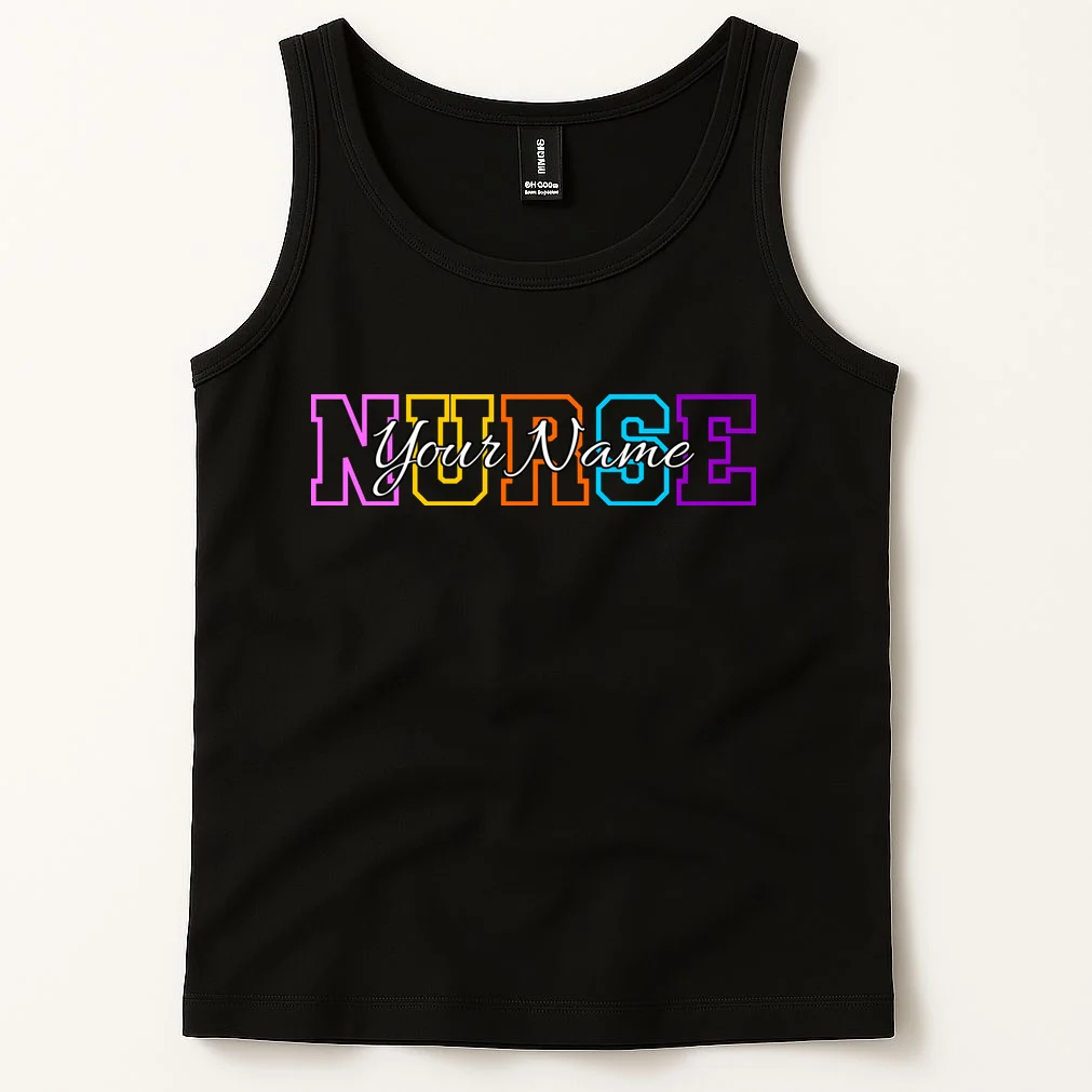 NURSE Your Name Personalized Nurse Custom Name Registered Nurse RN Gift Tank Top - Front 1