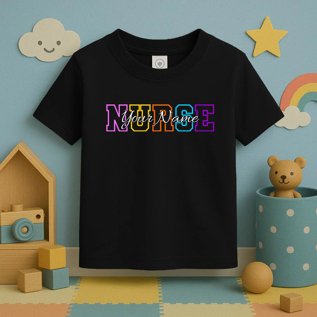 NURSE Your Name Personalized Nurse Custom Name Registered Nurse RN Gift Toddler T-Shirt - Front 2