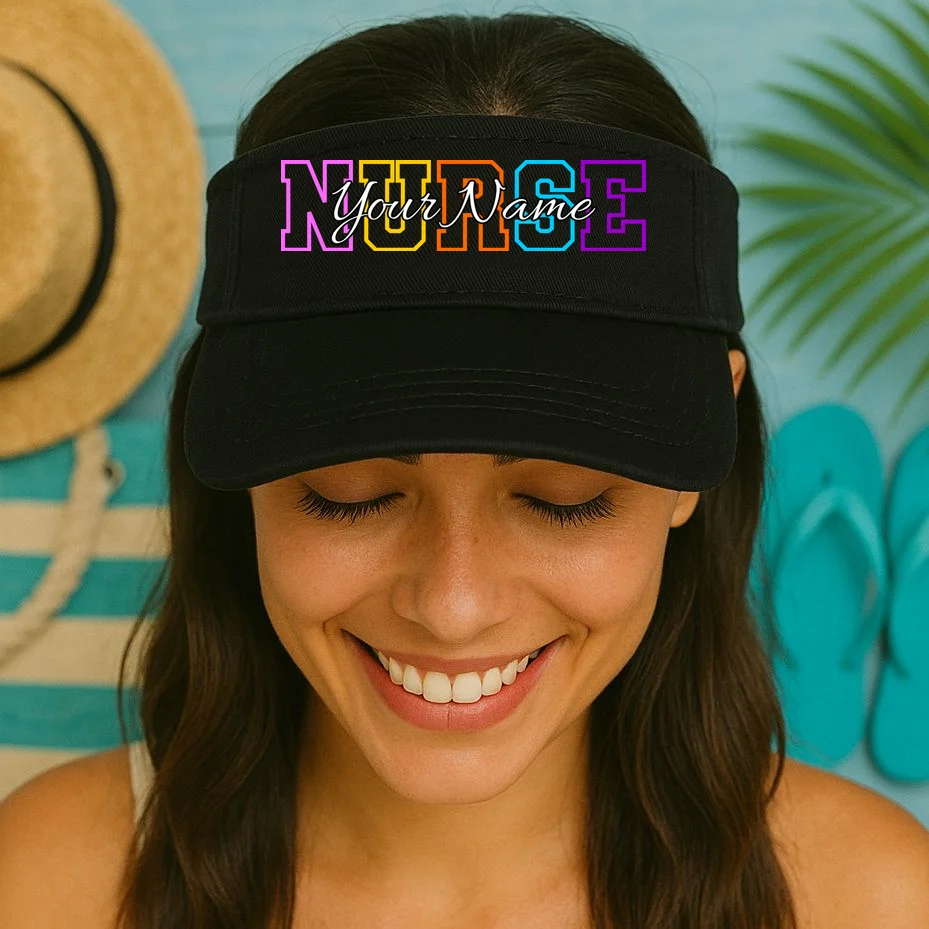 NURSE Your Name Personalized Nurse Custom Name Registered Nurse RN Gift Visor - Front 1