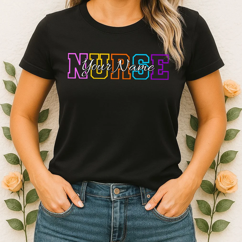 NURSE Your Name Personalized Nurse Custom Name Registered Nurse RN Gift Women's T-Shirt - Front 1