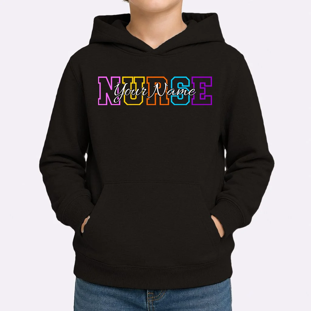 NURSE Your Name Personalized Nurse Custom Name Registered Nurse RN Gift Kids Hoodie - Front 1