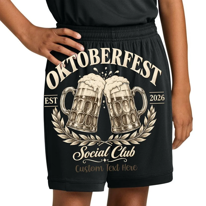 October fest 2026 Social Club Custom Text – Personalized Beer Mug Festival Kids Shorts - Front 1