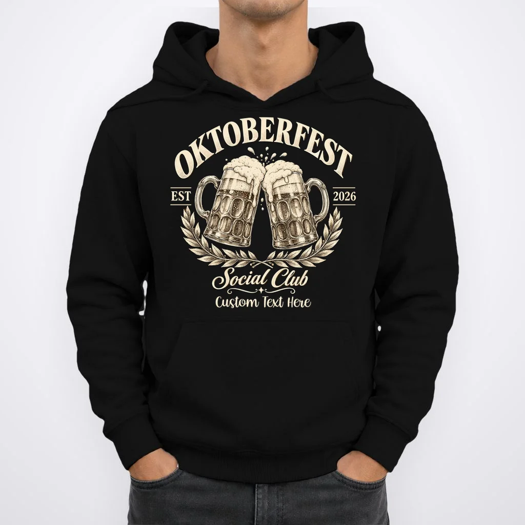 October fest 2026 Social Club Custom Text – Personalized Beer Mug Festival Men's Hoodie - Front 1