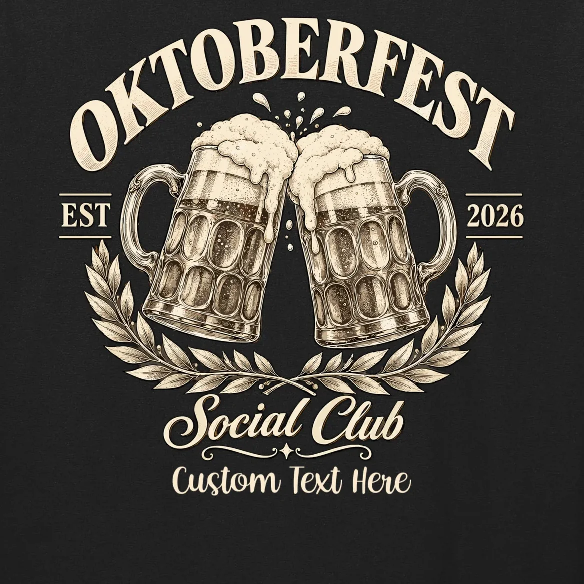 October fest 2026 Social Club Custom Text – Personalized Beer Mug Festival Men's Long Sleeve Shirt - Front - Close-up