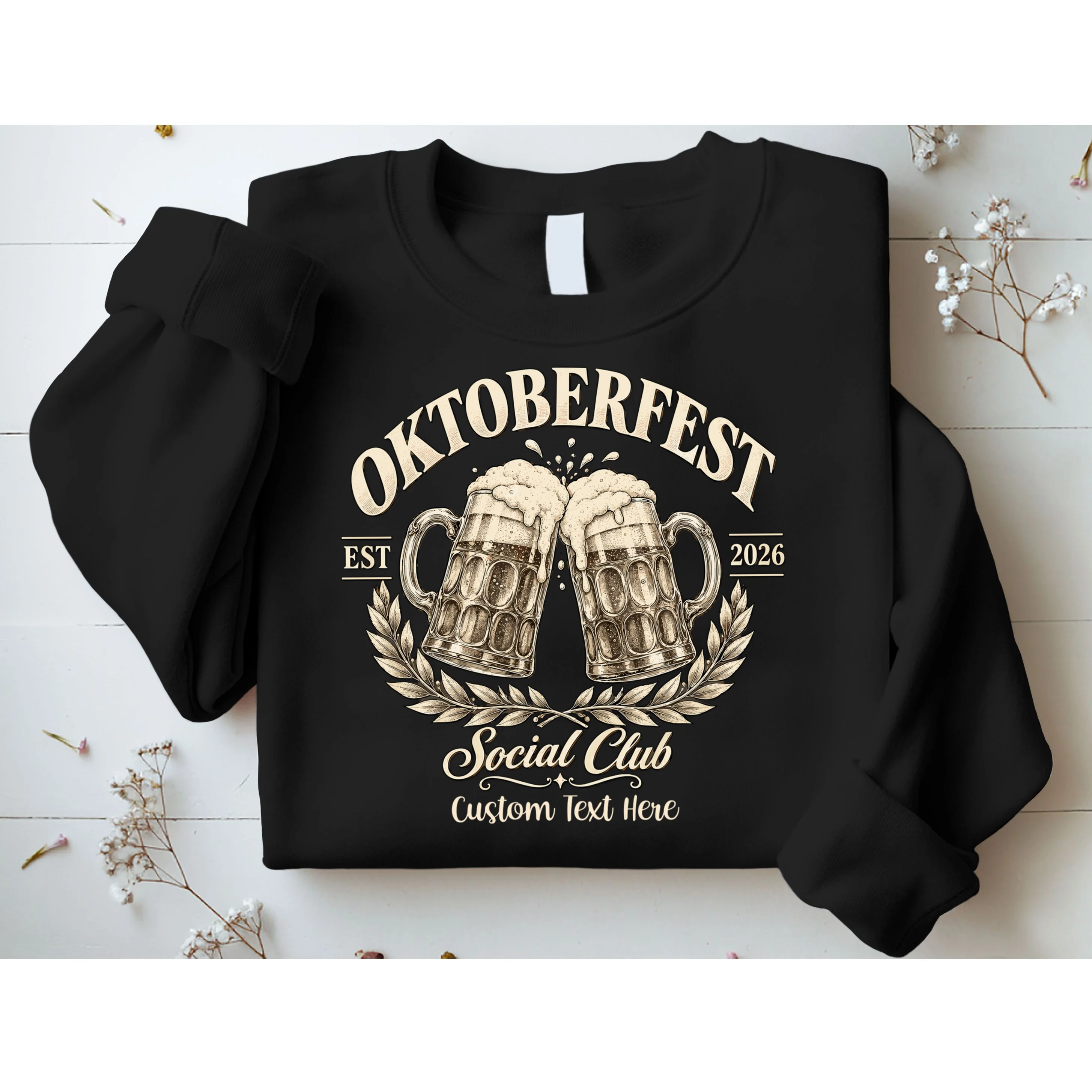 October fest 2026 Social Club Custom Text – Personalized Beer Mug Festival Men's Sweatshirt - Front 1
