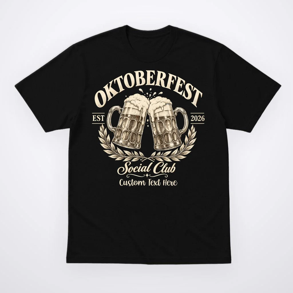 October fest 2026 Social Club Custom Text – Personalized Beer Mug Festival Men's T-Shirt Front
