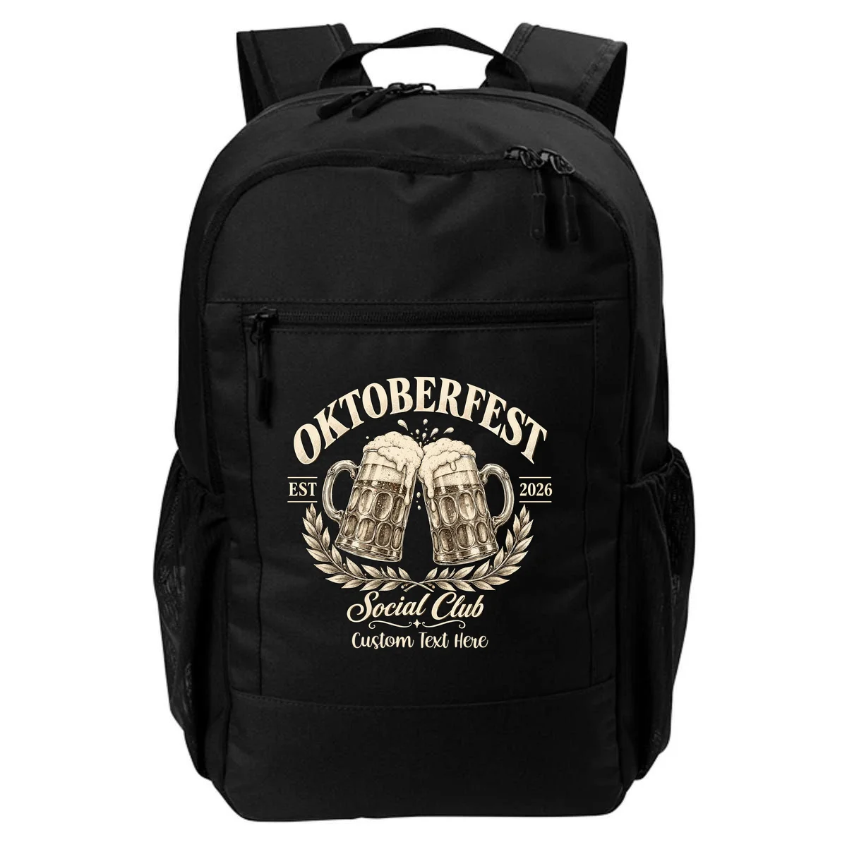 October fest 2026 Social Club Custom Text – Personalized Beer Mug Festival Backpack - Front
