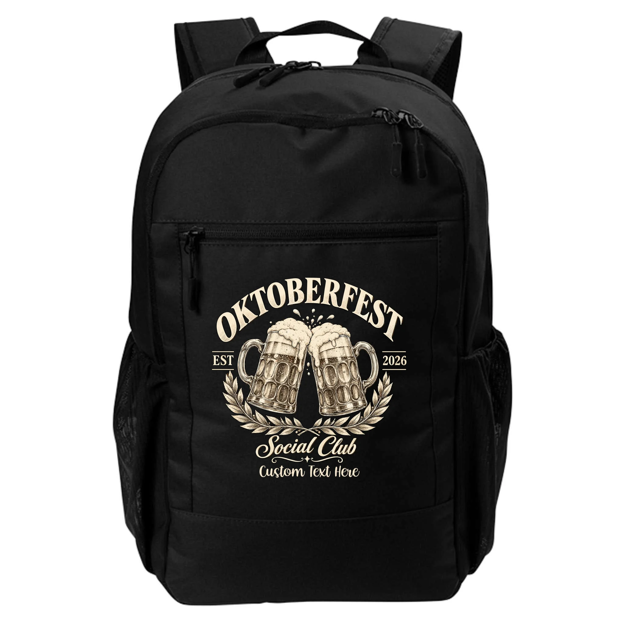 October fest 2026 Social Club Custom Text – Personalized Beer Mug Festival Backpack - Front