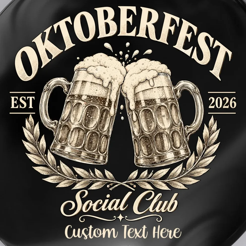 October fest 2026 Social Club Custom Text – Personalized Beer Mug Festival Button - Front - Close-up