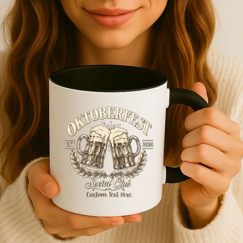 October fest 2026 Social Club Custom Text – Personalized Beer Mug Festival Mug - Front 2