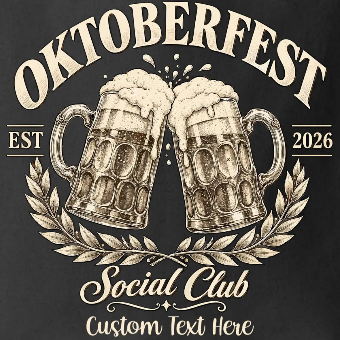 October fest 2026 Social Club Custom Text – Personalized Beer Mug Festival Tote Bag - Front - Close-up