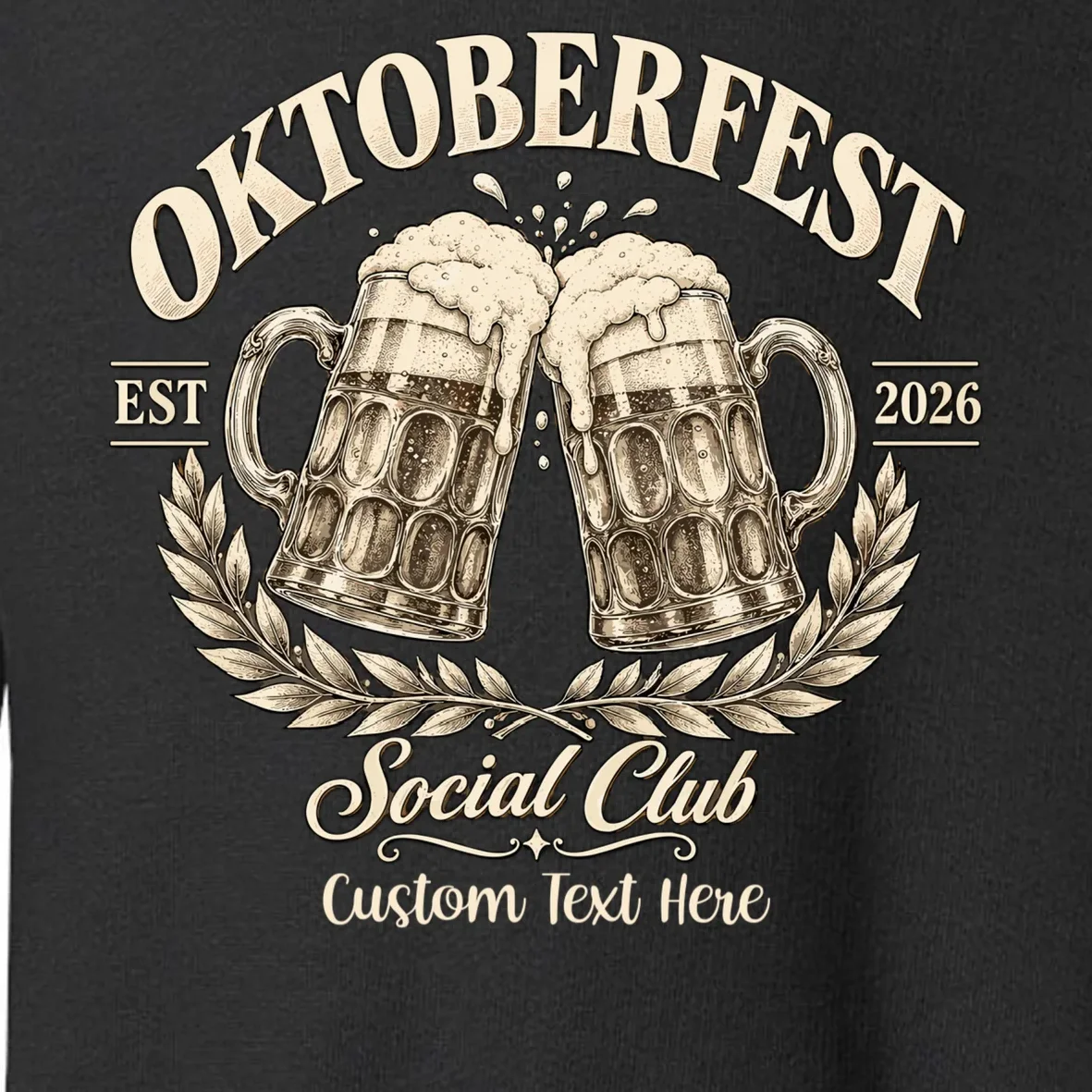 October fest 2026 Social Club Custom Text – Personalized Beer Mug Festival Toddler Sweatshirt - Front - Close-up