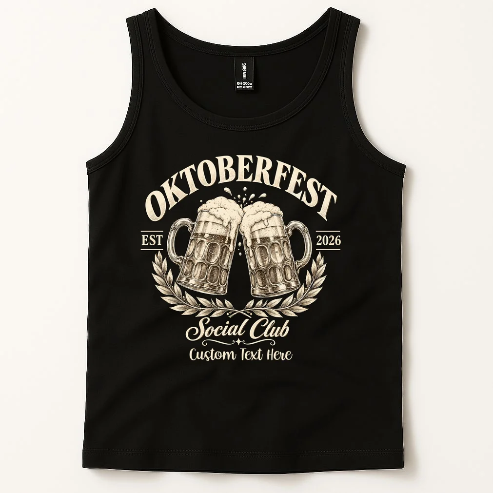 October fest 2026 Social Club Custom Text – Personalized Beer Mug Festival Men's Tank Top - Front 1