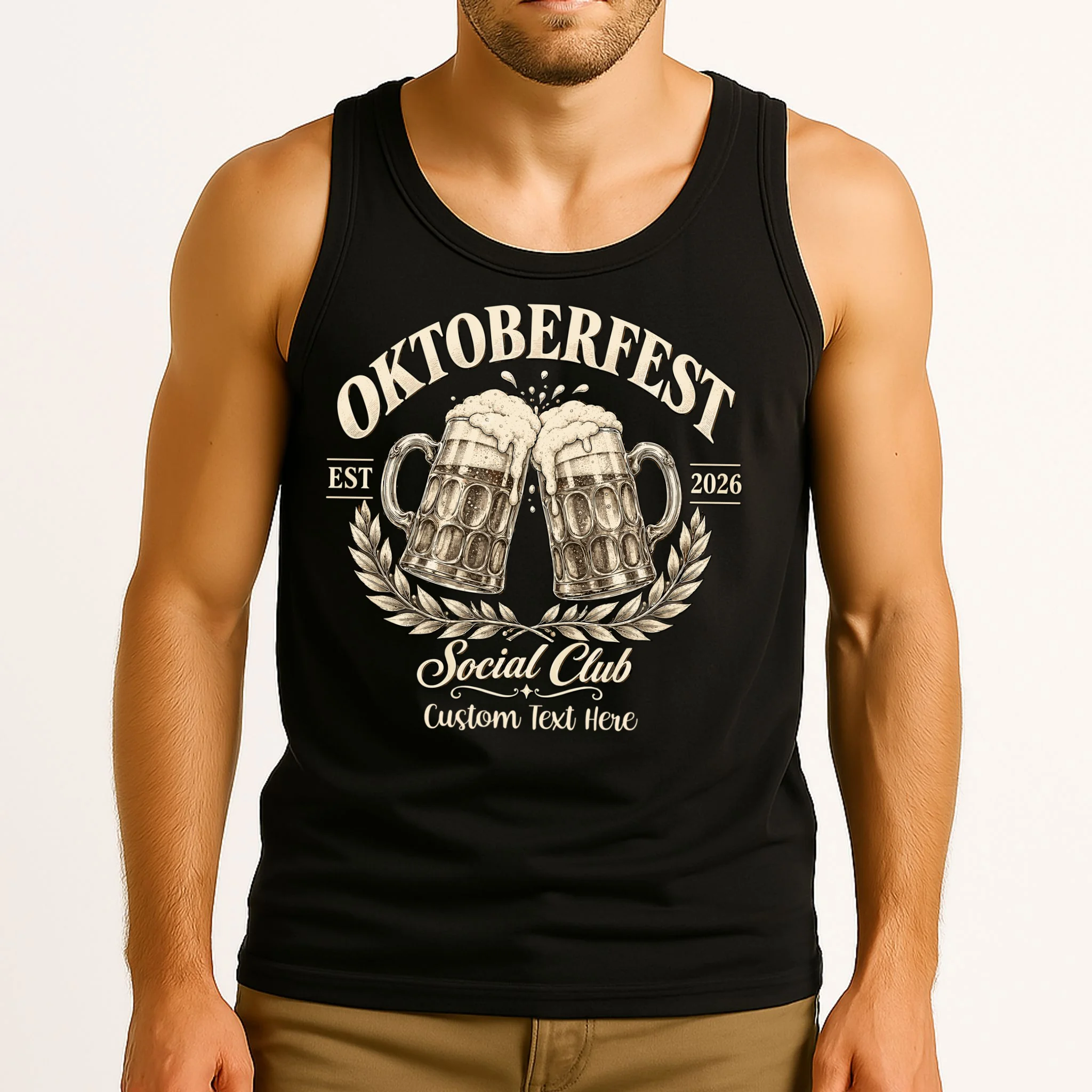 October fest 2026 Social Club Custom Text – Personalized Beer Mug Festival Men's Tank Top - Front 2