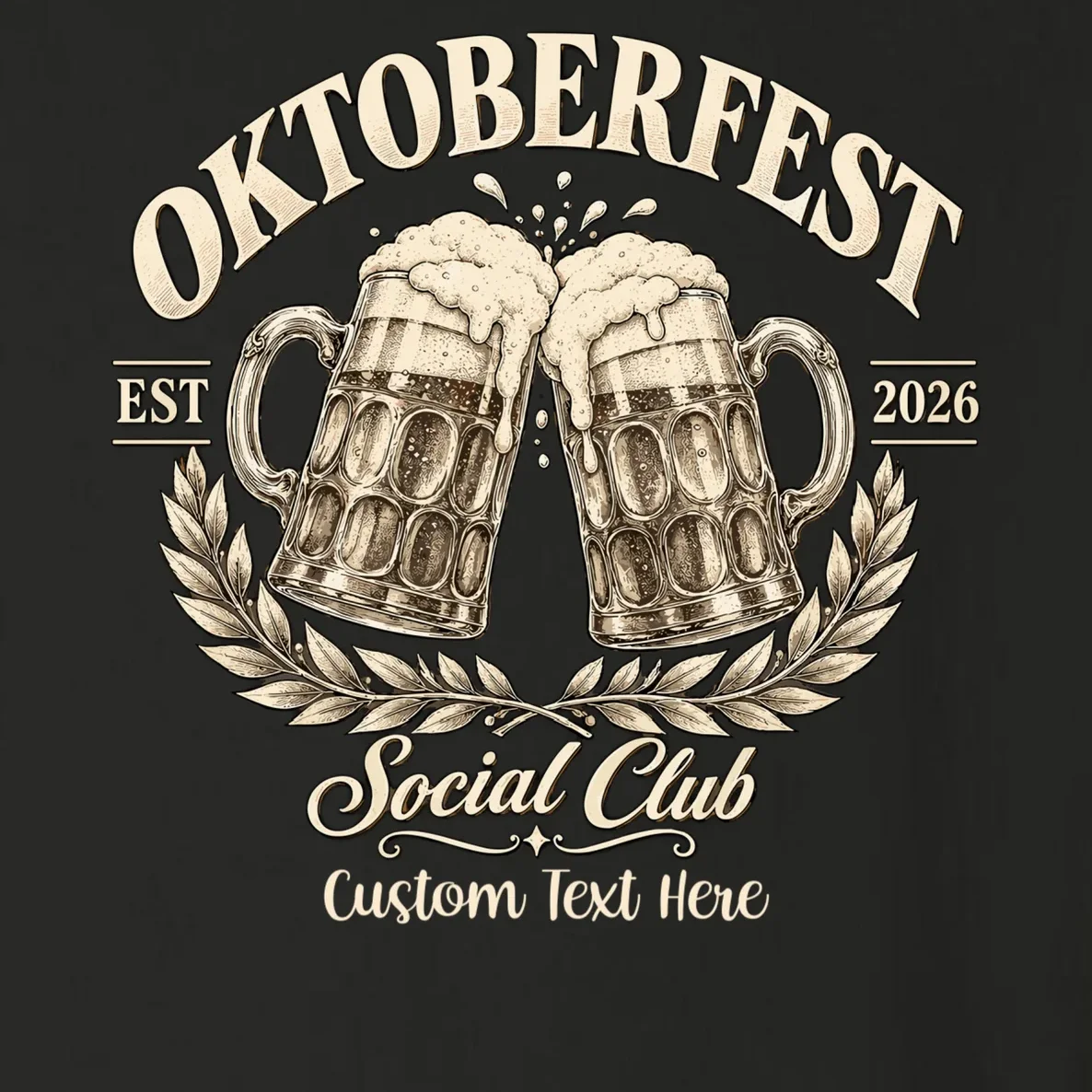 October fest 2026 Social Club Custom Text – Personalized Beer Mug Festival Toddler Long Sleeve Shirt - Front - Close-up