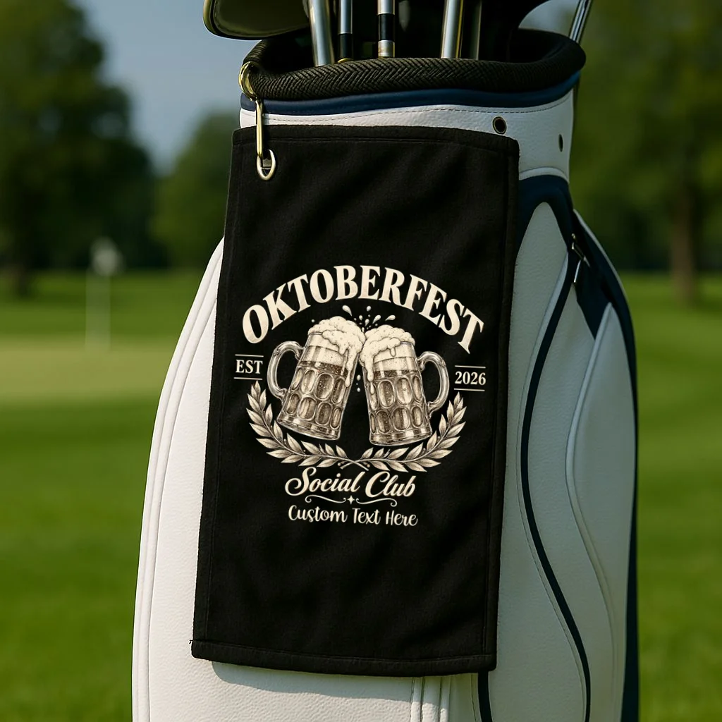 October fest 2026 Social Club Custom Text – Personalized Beer Mug Festival Golf Towel - Front 2