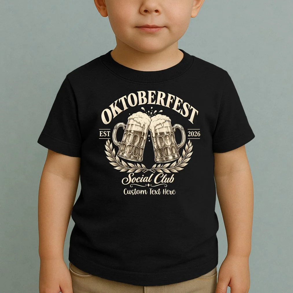 October fest 2026 Social Club Custom Text – Personalized Beer Mug Festival Toddler T-Shirt - Front 1