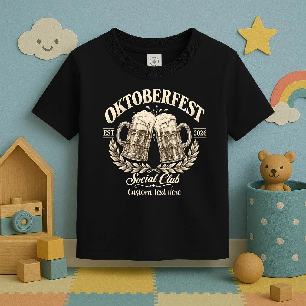 October fest 2026 Social Club Custom Text – Personalized Beer Mug Festival Toddler T-Shirt - Front 2