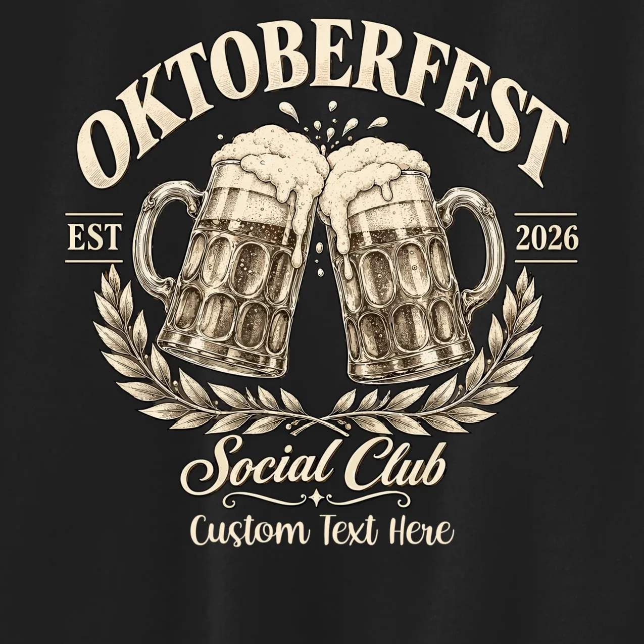 October fest 2026 Social Club Custom Text – Personalized Beer Mug Festival Kids Sweatshirt - Front - Close-up