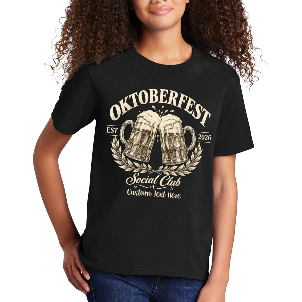 October fest 2026 Social Club Custom Text – Personalized Beer Mug Festival Kids T-Shirt - Front 1