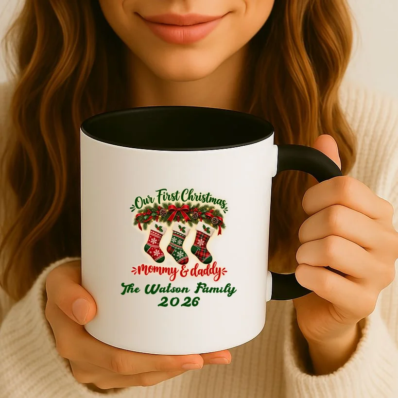 Personalized Our First Christmas as Mommy & Daddy Custom Name Mug - Front 2