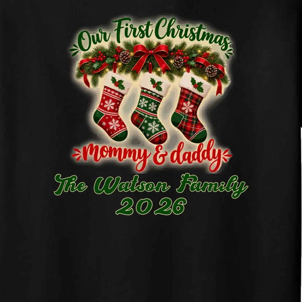 Personalized Our First Christmas as Mommy & Daddy Custom Name Men's Pajamas - Front - Close-up
