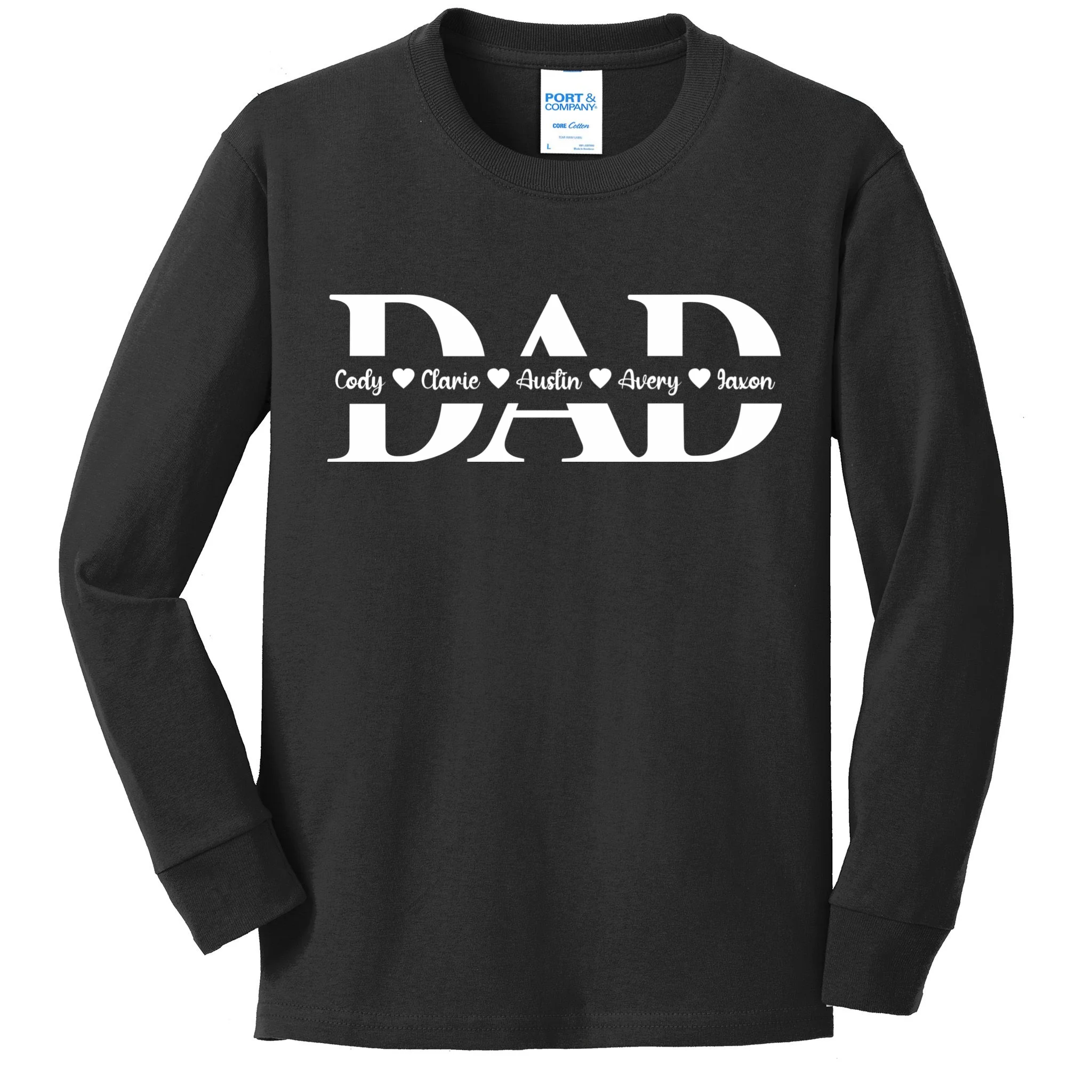 Our Little Legacy – Personalized Family Names Design Kids Long Sleeve Shirt Front
