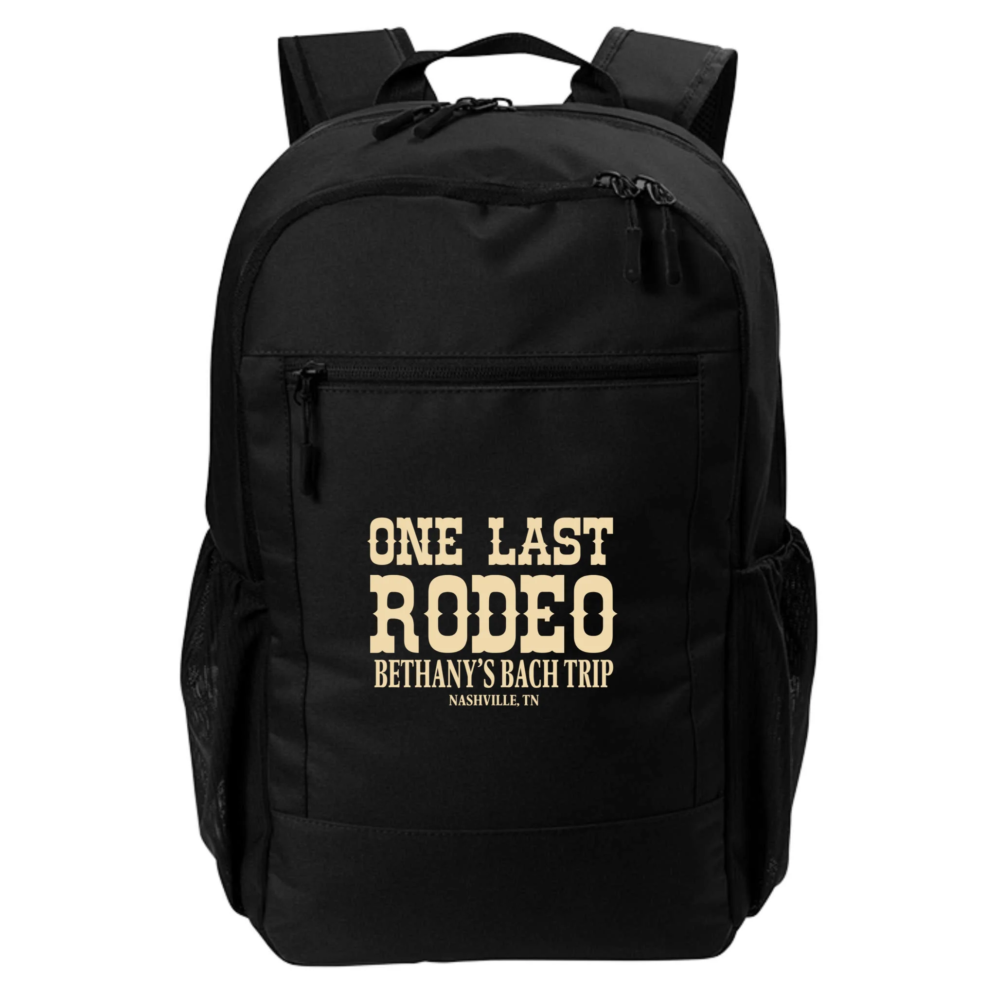 ONE LAST RODEO Bach Trip Nashville Customizable Backpack - Front