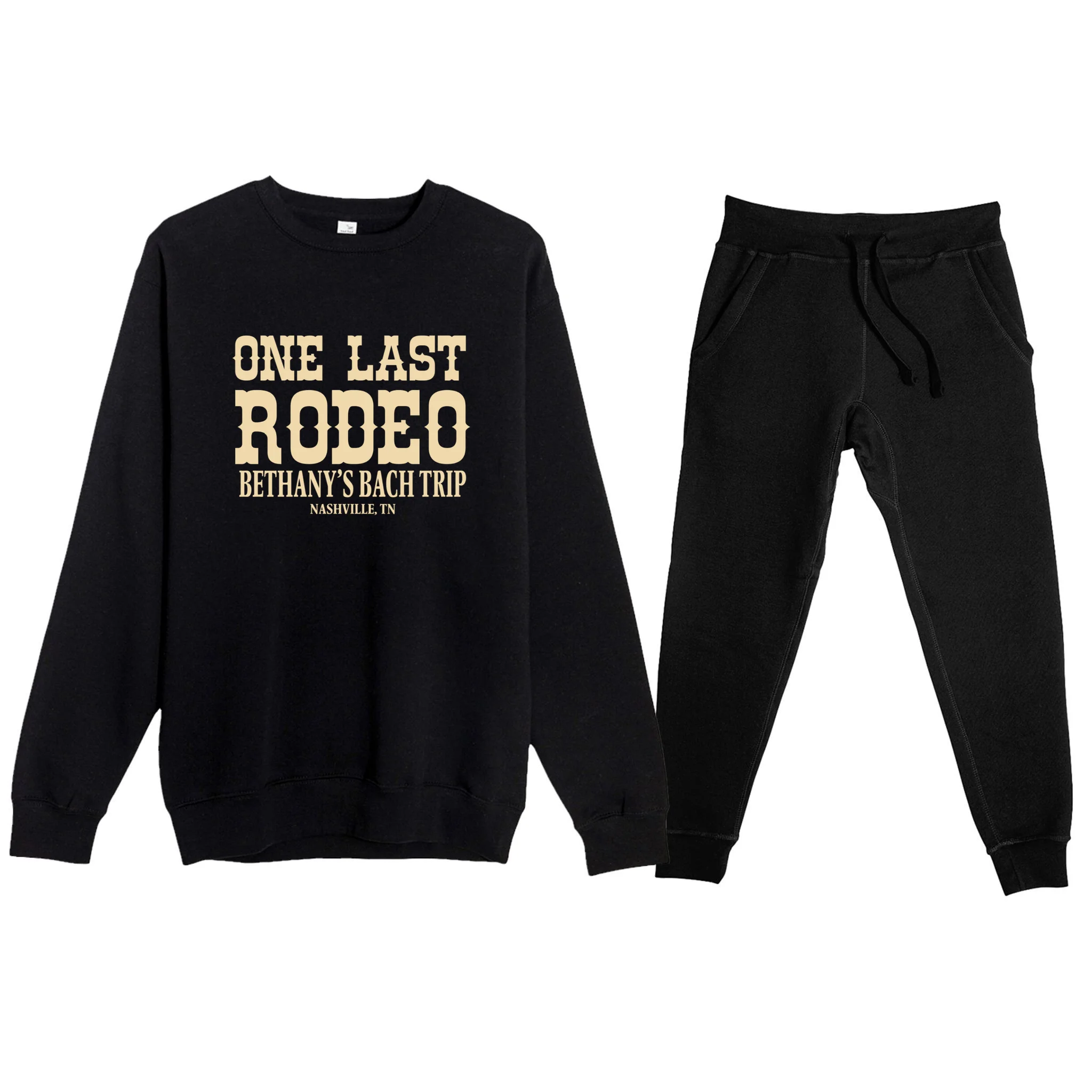 ONE LAST RODEO Bach Trip Nashville Customizable Men's Sweatsuit - Front