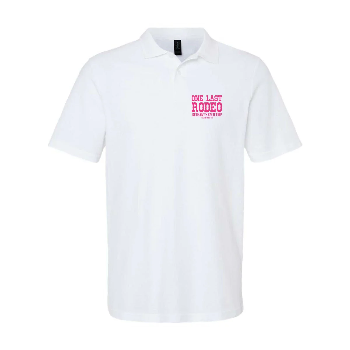 ONE LAST RODEO Bach Trip Nashville Customizable Men's Polo - Front