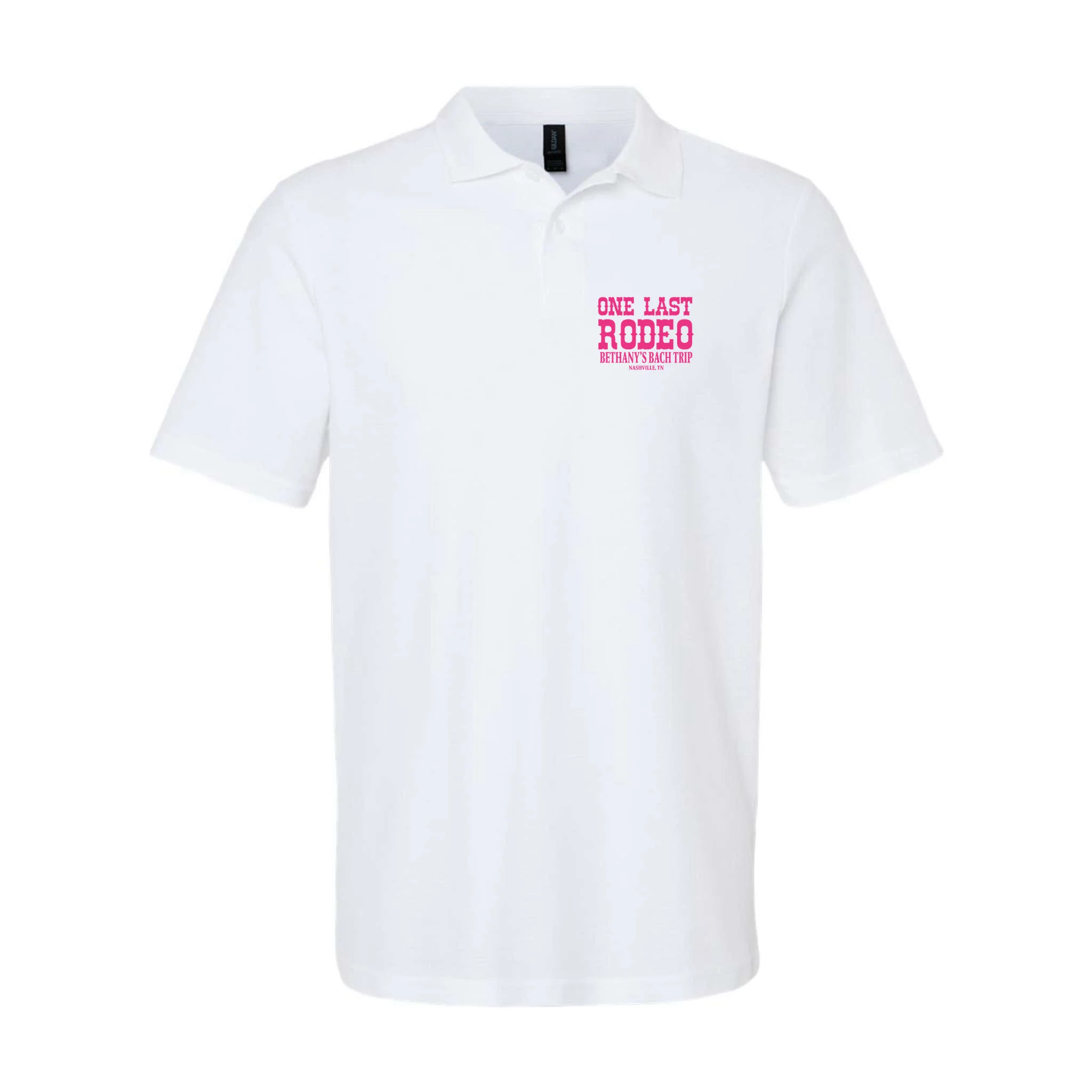 ONE LAST RODEO Bach Trip Nashville Customizable Men's Polo - Front