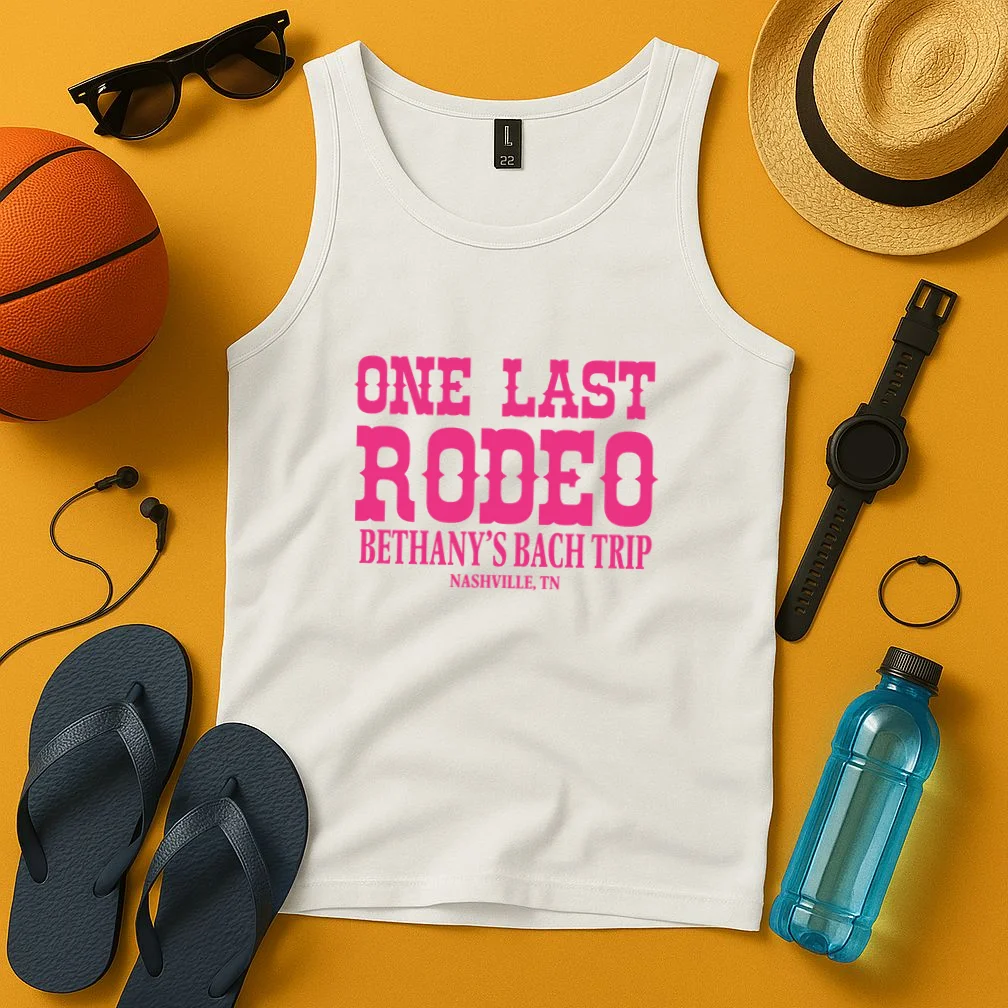 ONE LAST RODEO Bach Trip Nashville Customizable Tank Top - Front 3